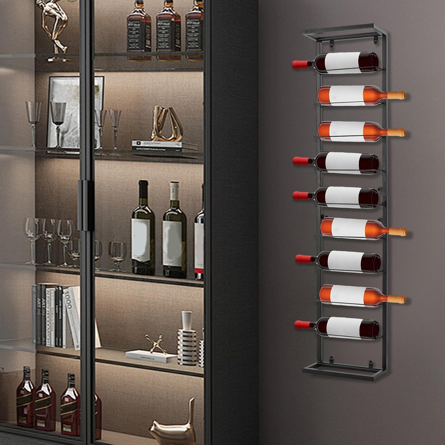 Wine Rack, 10-Tier Wine Rack, Wall Mounted Wine Rack, 10 Tier Wall Wine Holder, Hanging Wine Rack, for Wine Cellars, Bars, Storerooms, Hallways, Hotels, Restaurants, Kitchens, 9.7 * 2.7in