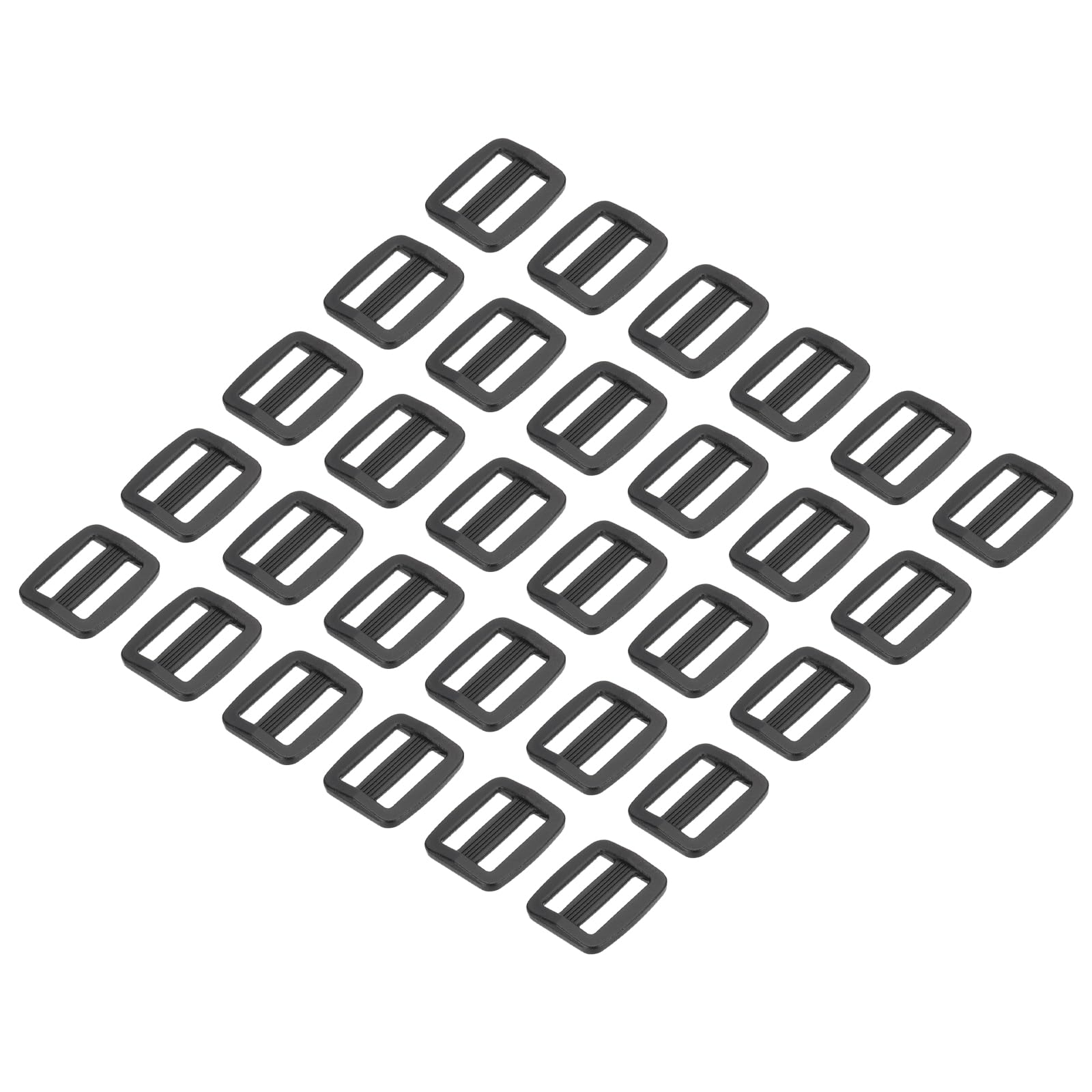 sourcing map Plastic Tri-glide Slide Buckle 25mm / 1 Inch Belt Adjuster Sliders Webbing Strap Fasteners for Bag Belt Dog Cat Collar Harness, Black, Pack of 30