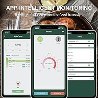 Vista 5 de Termómetro inalámbrico Bluetooth para carne, alcance de 200 pies, termómetro inalámbrico para alimentos con aplicación termómetro de carne para asar
