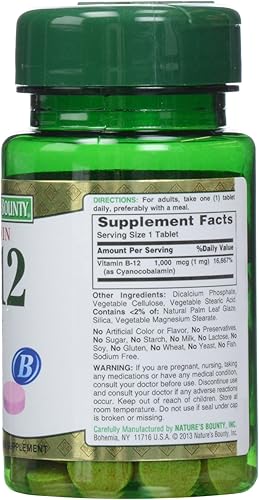 Vista 3 de Nature's Bounty Vitamina B-12 Tabletas de 1000 mcg, 100 unidades (paquete de 1)