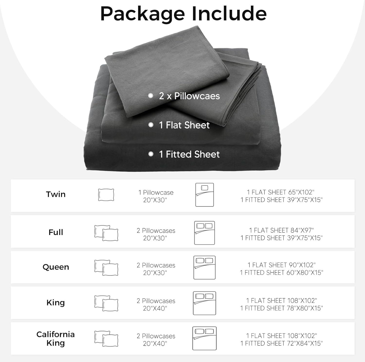 Tokokimo Hotel Collection Queen Sheet Set - 4-Piece Ultra-Soft Microfiber, Extra Deep Pocket, Queen Size Fitted Sheet with Double Side Pockets, Cooling & Breathable, Wrinkle & Fade Resistant, Grey - Image 6