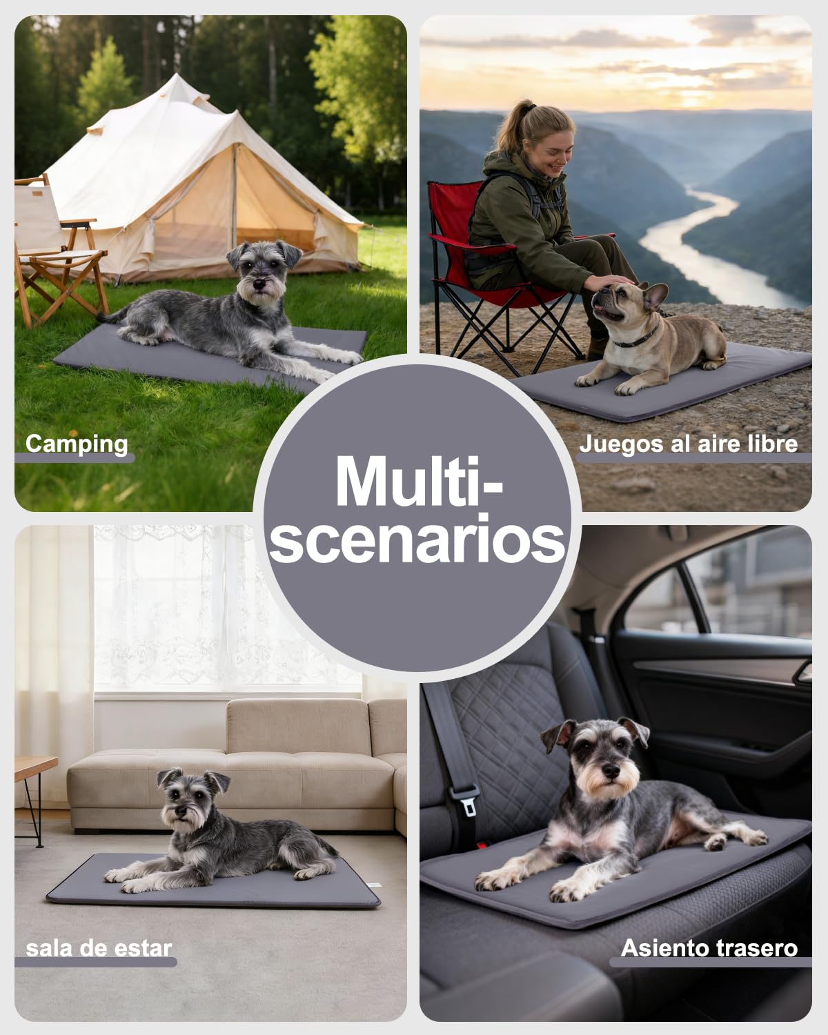 Cama Perro Pequeño Impermeable-60x45 cm, Alfombra para Perros en Cuero Artificial, Colchón Lavable & Fácil de Limpiar,Exterior Portátil & Compacto Tapete Perro,Interior & Viaje, Gris — view 8