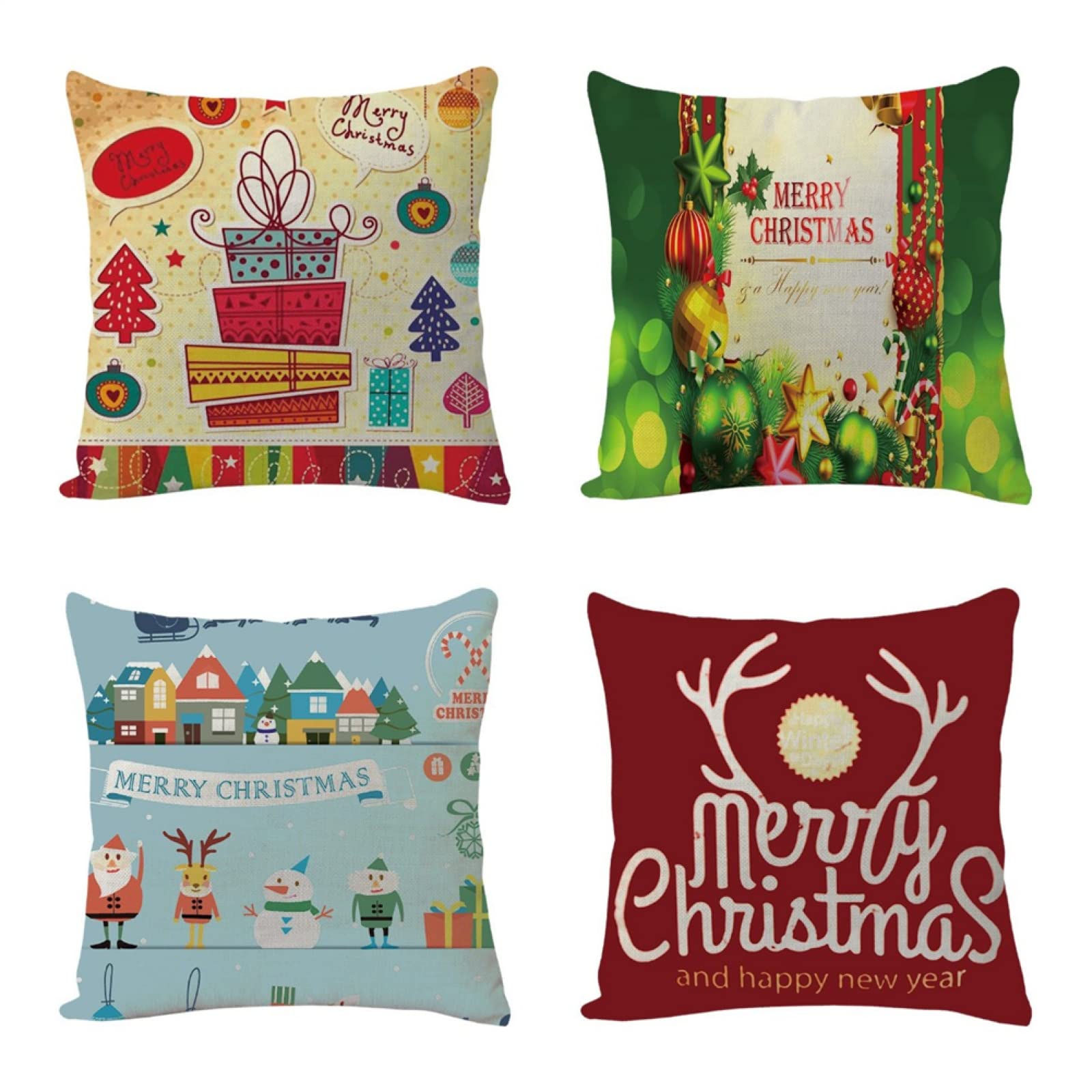 Cuscini, Cuscini Divano, Copricuscini, Fodere Cuscini, Federa Cuscino, Cuscini Decorativi, Cuscini Divano, Cuscini Letto, Federe Cuscini Divano, Cuscino da Divano, 4 Pezzi Babbo Natale 70x70 D10976