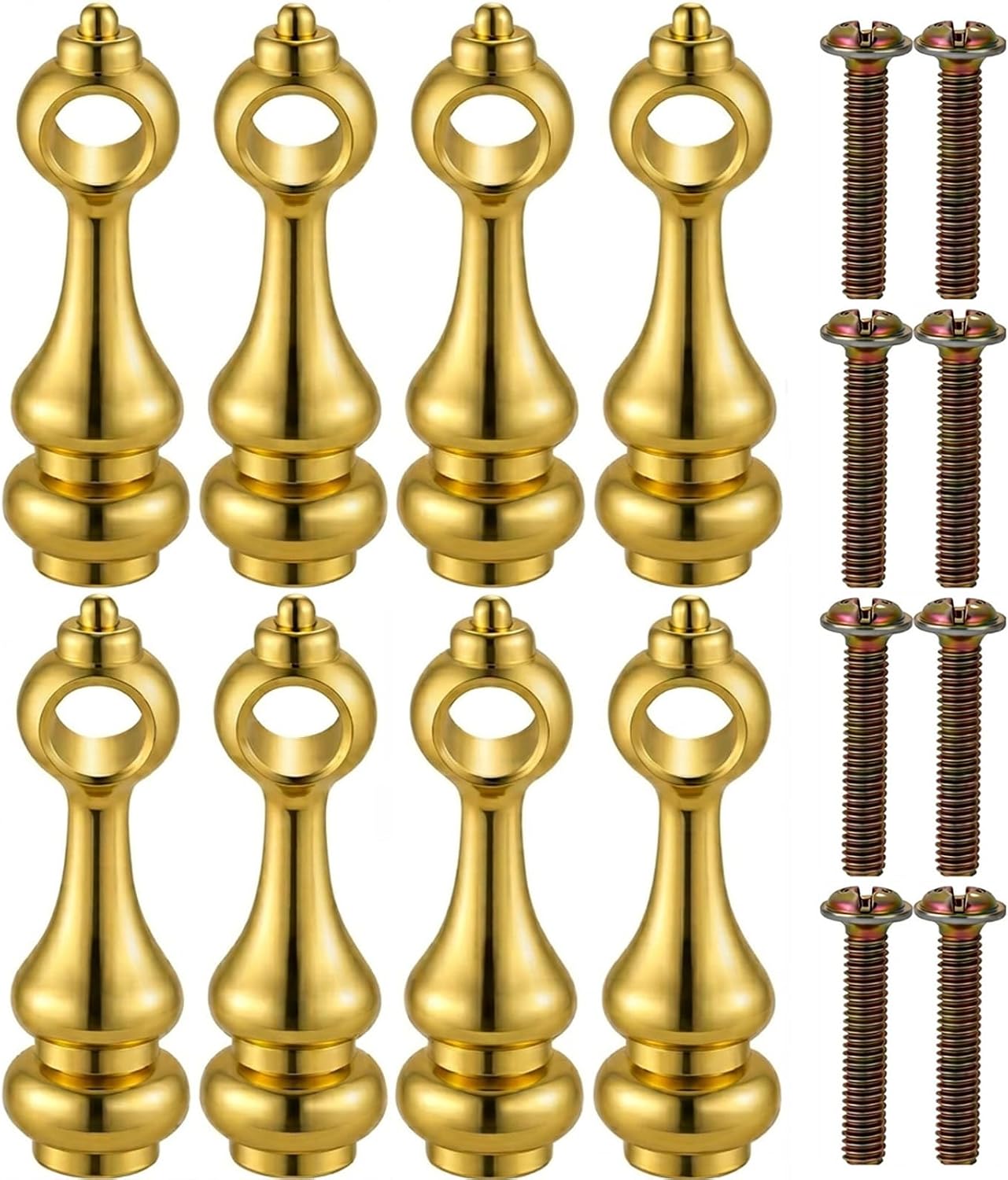 8 Pcs Gallery Rails for Shelves Metal Shelf Rail Connectors Railing Bracket Spindles Furniture with Screws for Bookcase Wine Cabinet Bar Cart Gold