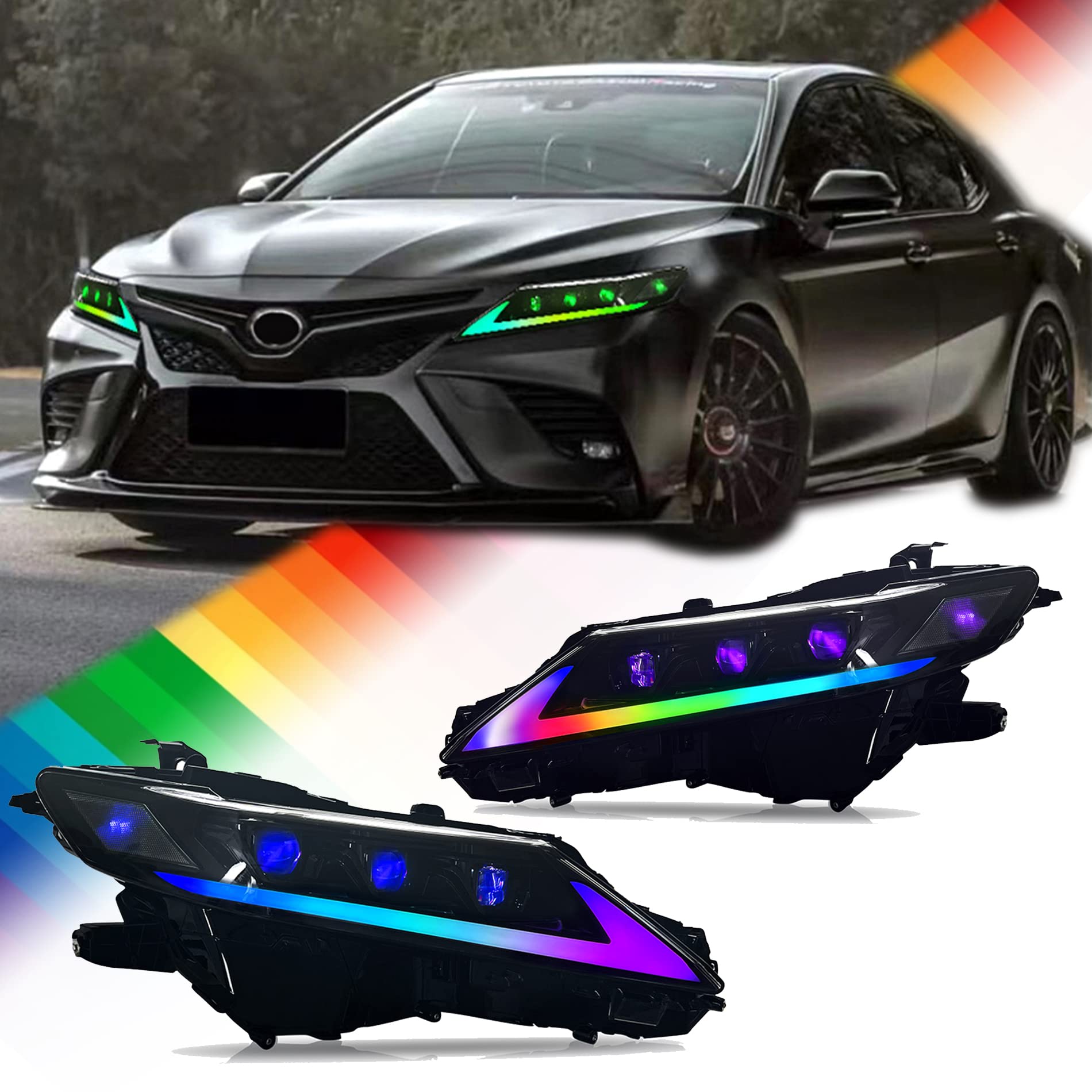 Amazon | TT-ABC 究極進化 70系カムリヘッドライト RGB ライトの色は  