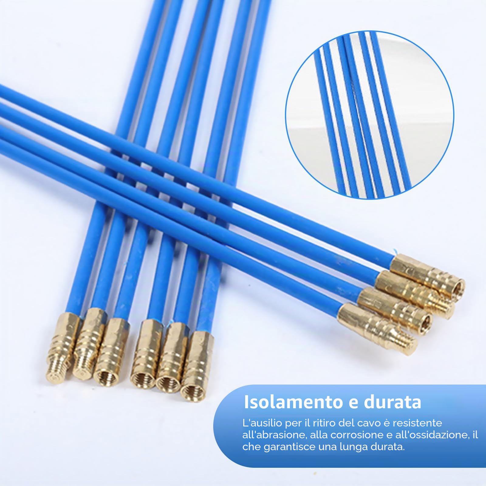 Sonda Passacavi 33CM, 20 Pezzi Sonda Tiracavi con Molla di Guida, Sonda Elettricista Professionale Fibra di Vetro Flessibili con Accessori, Aste Tiracavi in Fibra di Vetro