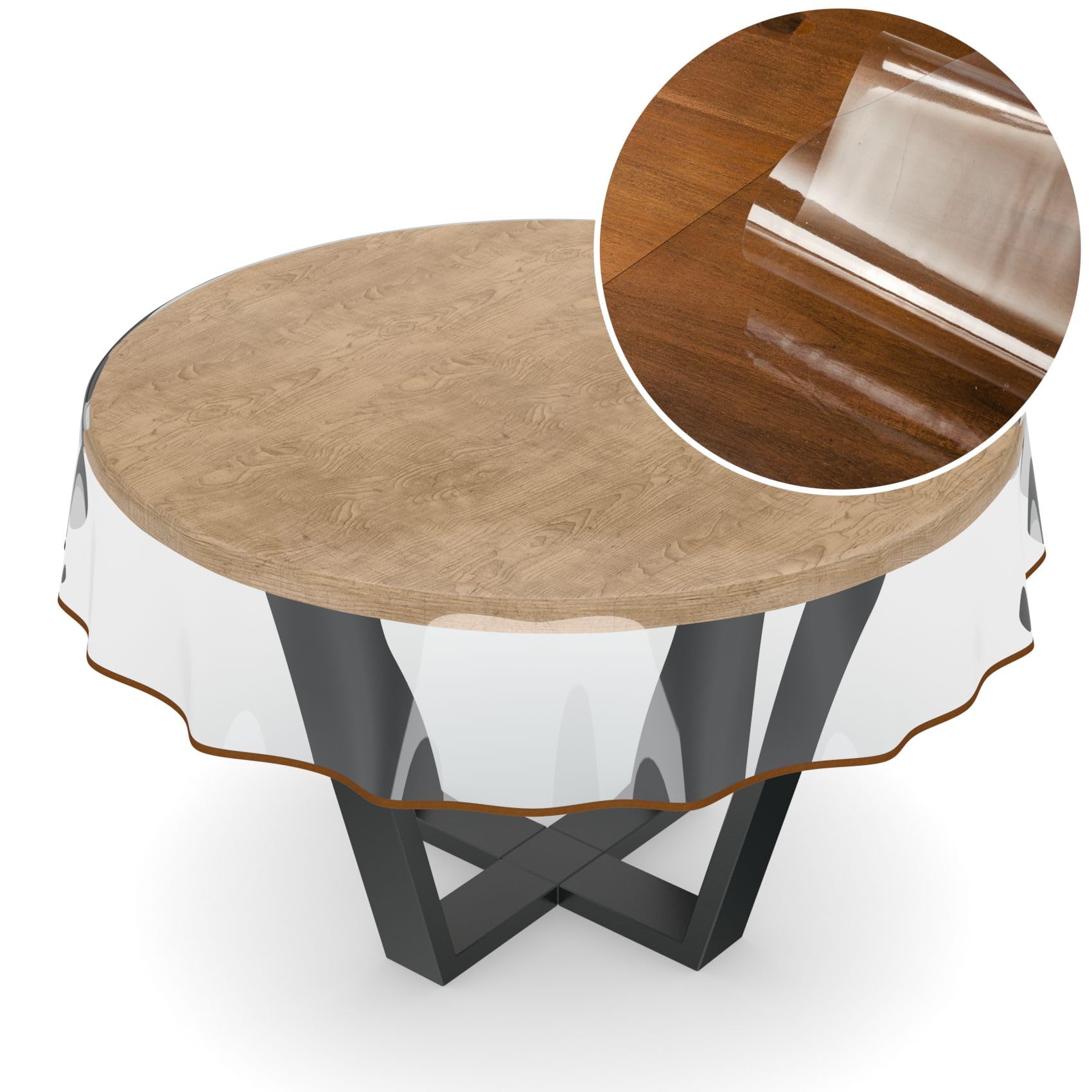 Nappe transparente PVC marron Anro protection table ronde 100 cm film lavable