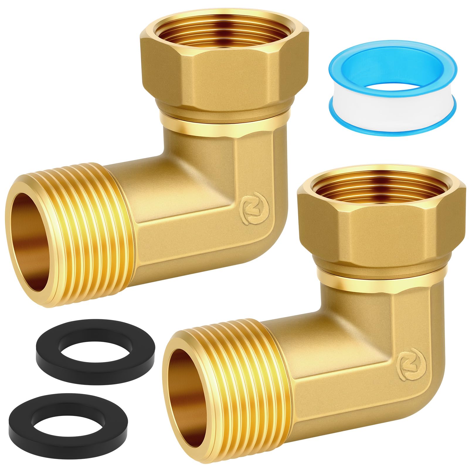 2 PCS Raccord Mobile en Laiton, 3/4" Raccord Coudé à 90 Degrés | 90 Degrés Coudé, Raccord Coudé en Laiton, pour les Installations D'eau et les Systèmes de Chauffage Central