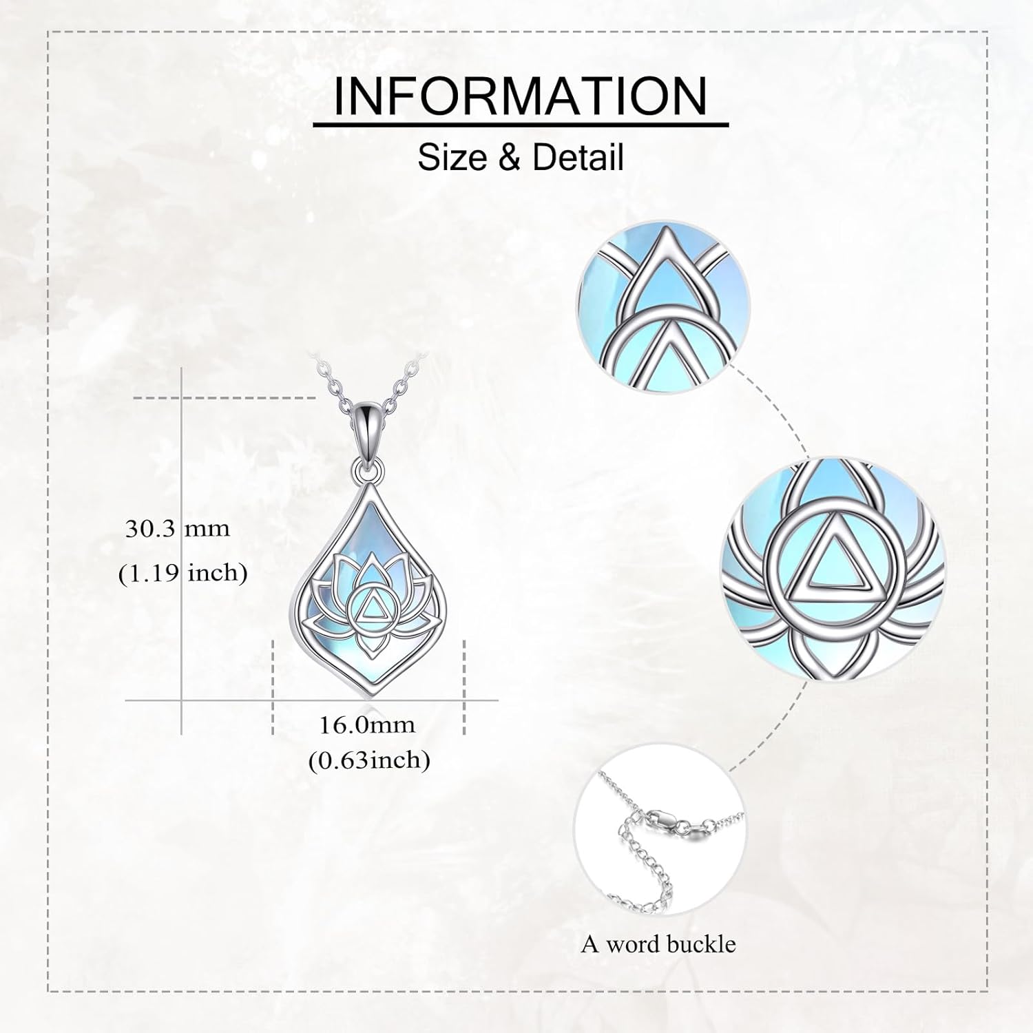 Sobriety Gift for Women Sterling Silver Moonstone Lotus AA necklace Alcoholics Anonymous Jewelry for Women - Image 5