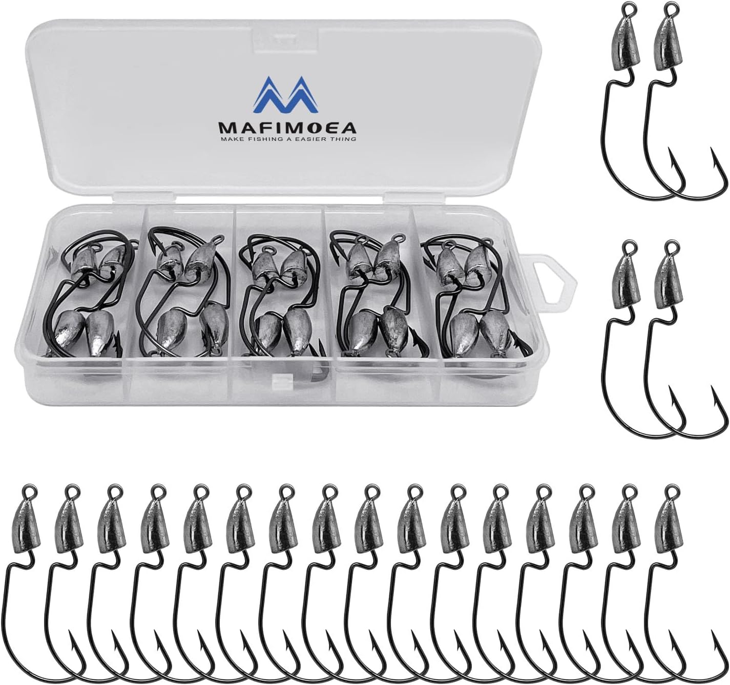 MAFIMOEA Bullet Jig Heads Weighted Texas Rig Hooks Swimbait Hooks Bass Crappie Walleye Trout Fishing Weedless Swimbait Jig Heads Saltwater Freshwater