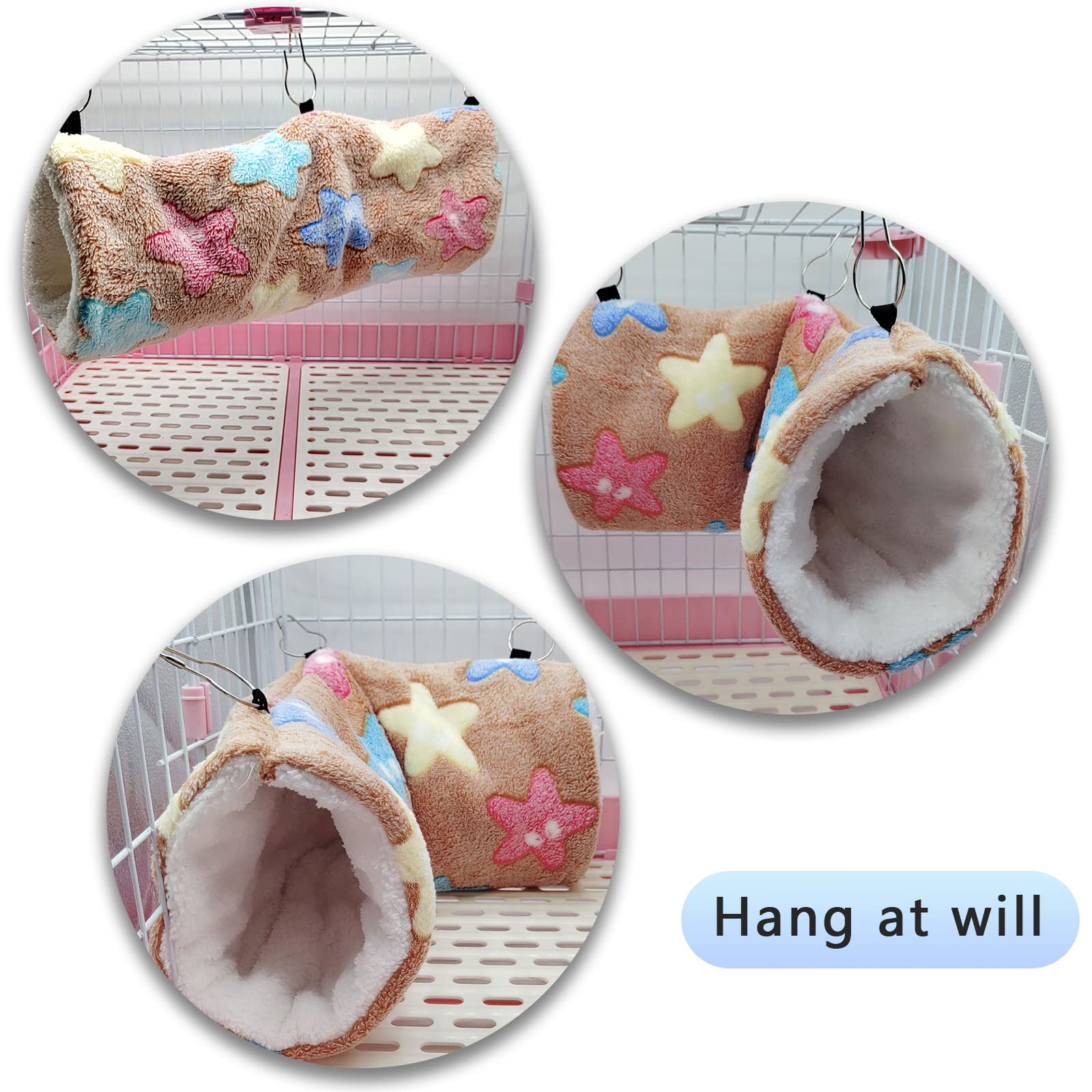 QeeHeng Hamaca para Ratas de hurón de Conejillo de Indias, Cama de túnel Colgante de Conejillo de Indias, Hamaca para Mascotas para Animales pequeños, Hamster, Chinchilla, Planeador de hurón,marrón - 3