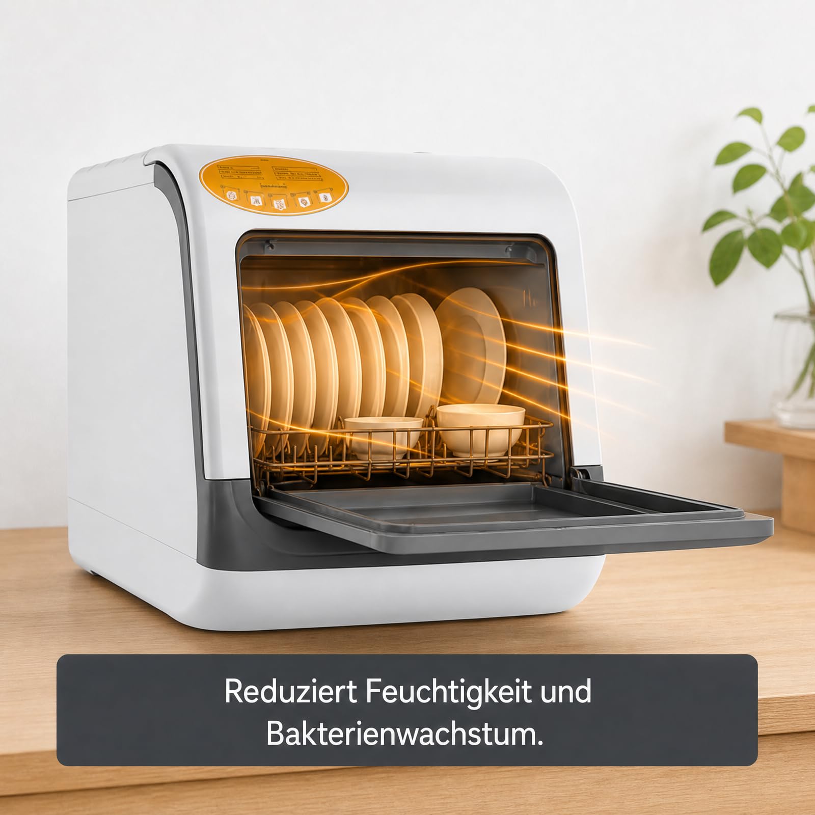 Mini Geschirrspüler Tischgeschirrspüler 800W 3 Programme Touch | Für 4 bis 6 Gedecke mit Warmluft- und Restwärmetrocknung, ideal für Küche, Wohnung und Büro