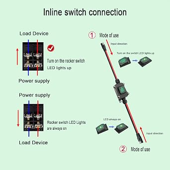 DC 12V Inline Toggle Switch Waterproof On/Off Toggle Switch