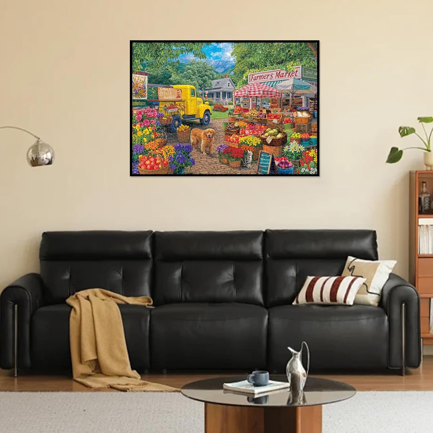 Libeder Farmers Market Puzzles for Adults 1000 Pieces,Vibrant Farm Stand, Fresh Produce & Bustling Market Scene Jigsaw Puzzle, Finished Size is 27.6" x 19.7"
