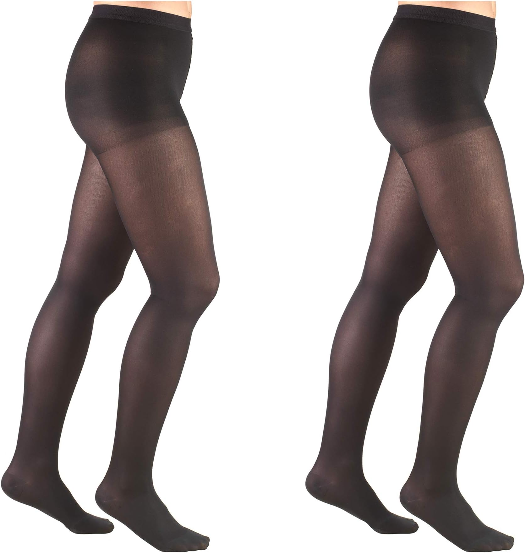 Truform 20-30 mmHg Compression Pantyhose, Black, Large, 2 Count