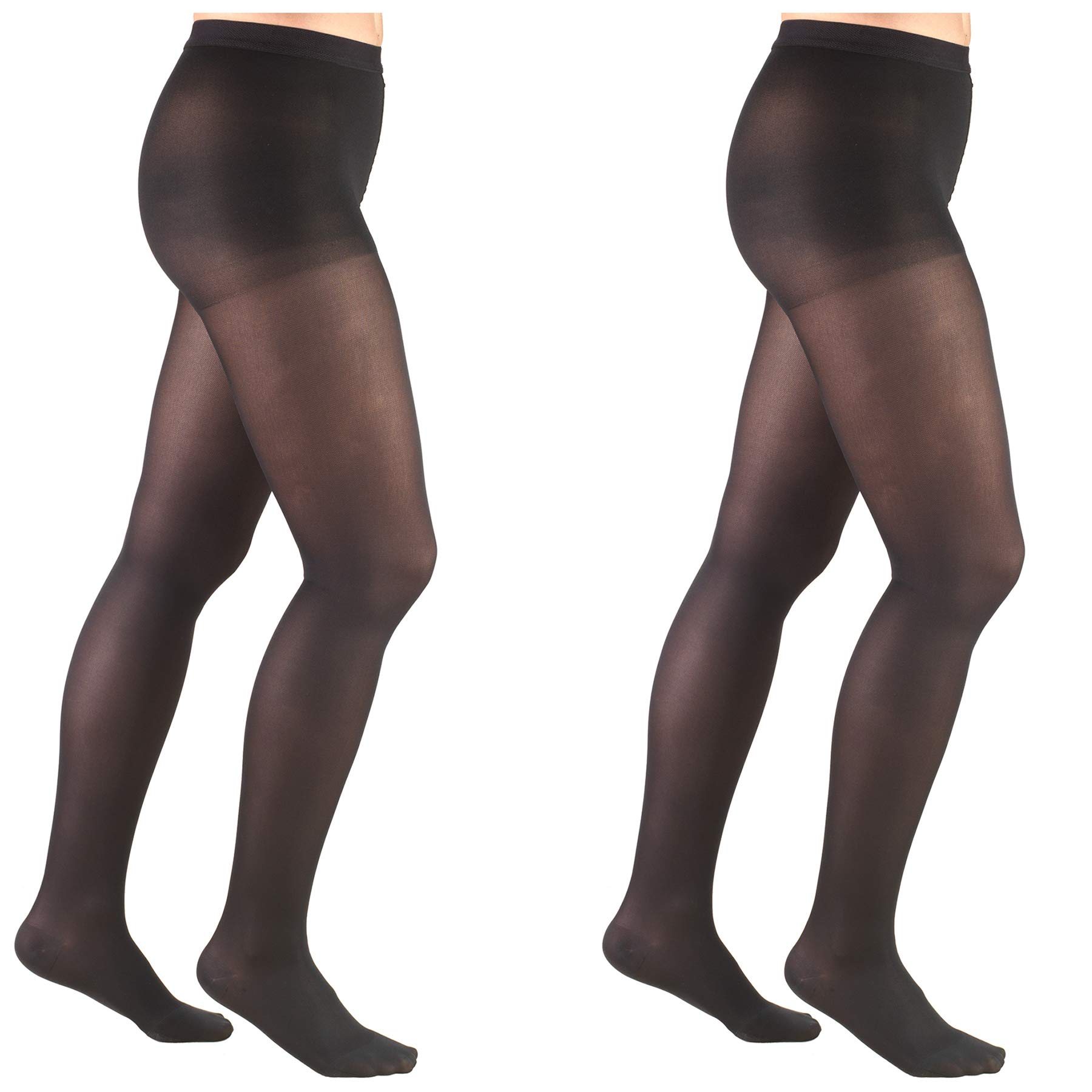 Truform 20-30 mmHg Compression Pantyhose, Black, Large, 2 Count