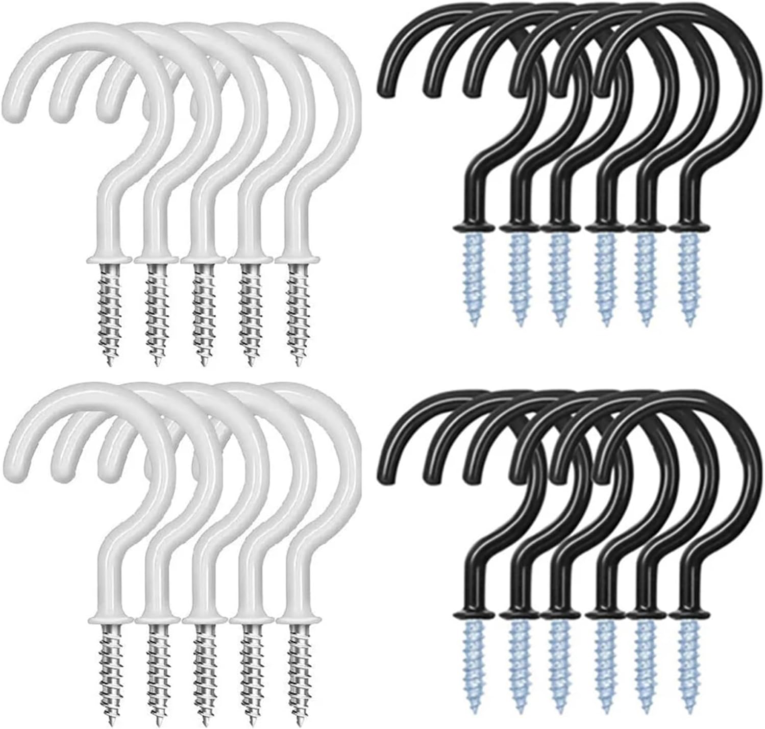 Screw Hooks 50pcs White Mug Shouldered Hanger Cup Hooks Heavy Duty Screw-in Ceiling Hooks Cup for Hanging(2 inch White)