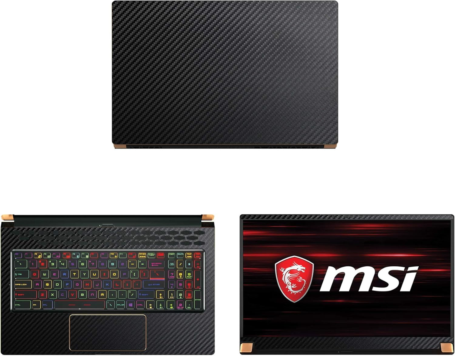 Decalrus - Protective Decal for MSI GS75 Stealth (17.3" Screen) Laptop Black Carbon Fiber Skin case Cover wrap CFmsiGS75_17Black