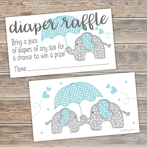Miniatura 5 de Blue Elephant - Boletos para rifas de pañales (50 unidades) - Juego de baby shower para niños