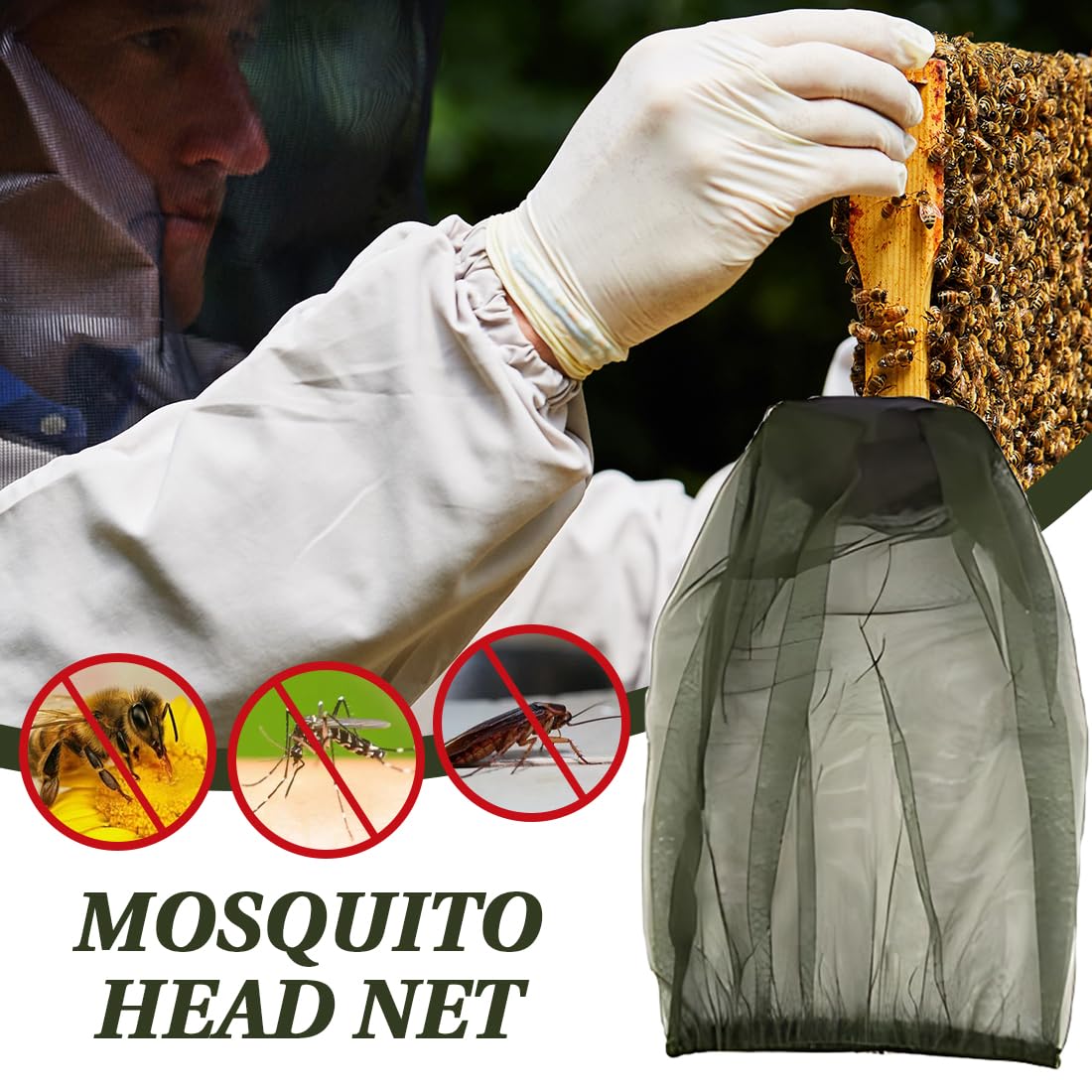 2 Pezzi Cappuccio a Prova di Zanzara con 2 Borse Portaoggetti Zanzariera Cappello Testa di Zanzariera Leggeri e Resistenti per Protezione da Insetti e Zanzare cappello zanzariera rete (Nero+Verde)