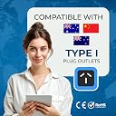 Orei India to Australia Plug, New Zealand & China & More - Type I - 2 in 1 - Perfect for Laptop, Camera USB Charger and More - Ce Certified - Rohs Compliant - Black - 5 Years Warranty gallery image