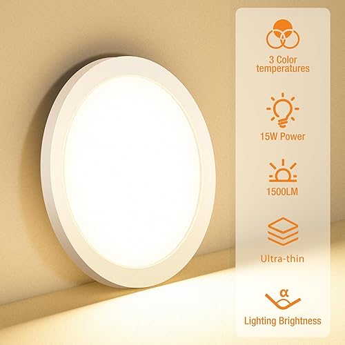 Miniatura 8 de slochi Lámpara de techo LED de 13 pulgadas con control remoto, luz nocturna de 2000 K, cálida 3000 K-6500 K, color de luz ajustable, modernas luces