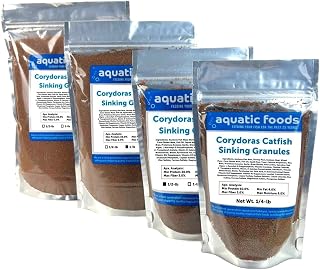 Aquatic Foods Inc. Corydoras Catfish & Loach Spirulina and Color Enhancing Sinking Granules. Ideal for All Bottom Tropical Fish…1/4-lb Foil Pouch Bag