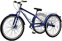 Vista 46 de H&ZT Triciclo para adultos, bicicleta de 3 ruedas, triciclo crucero, con engranaje de 7 velocidades, mango de freno de estacionamiento, escalón