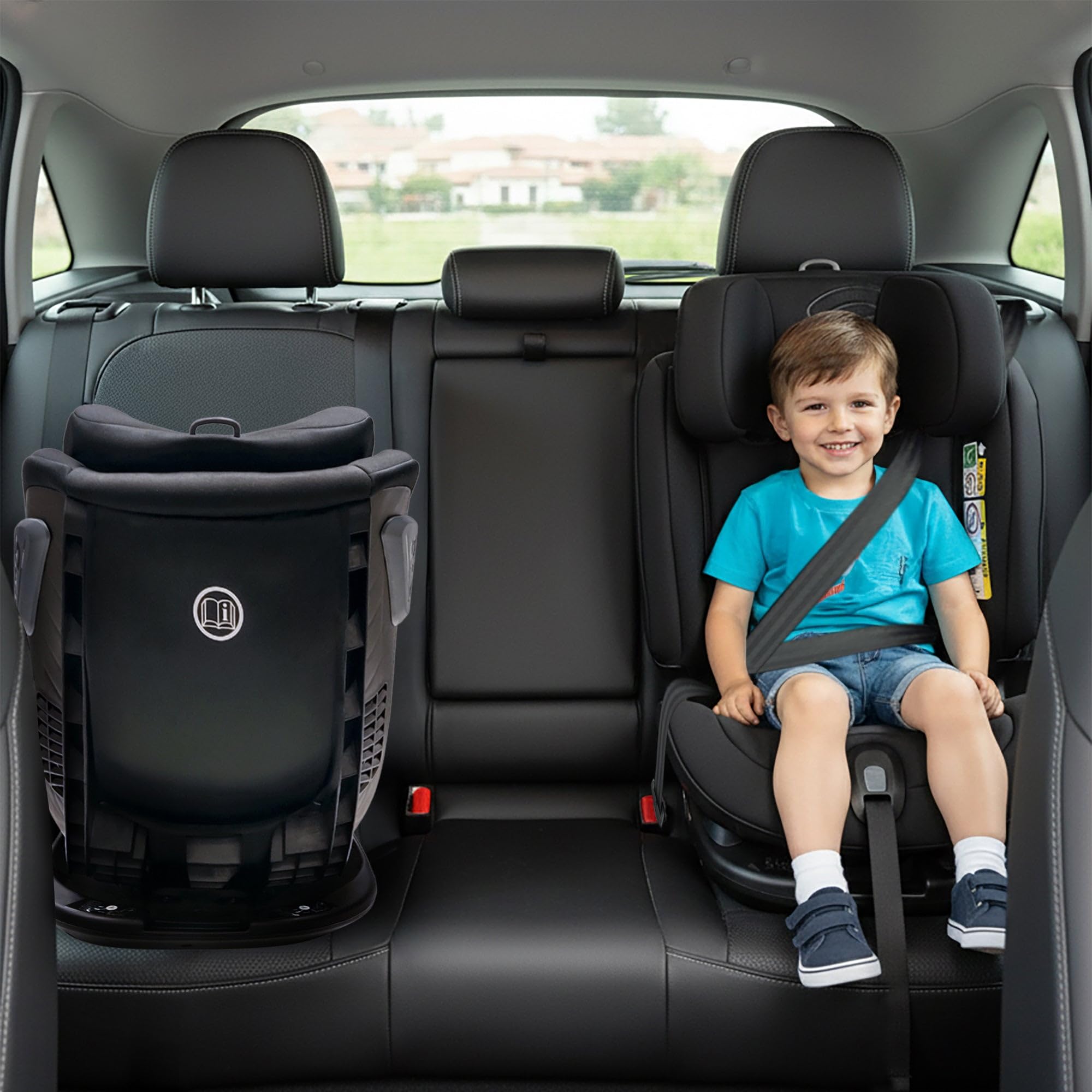 Silla de Coche i-Size 40-150 cm Grupo 0 1 2 3, ISOFIX + Top Tether, Giro 360°, Contramarcha hasta 105 cm, Reclinable – Asalvo Panafix Gris