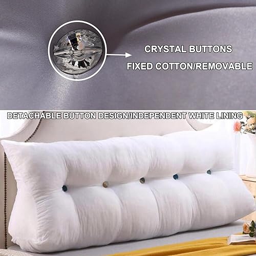 Miniatura 3 de Almohada triangular de lectura, almohada de cabecera de cuña para cama de día, respaldo de tatami, funda extraíble, cojín de soporte lumbar, gris,