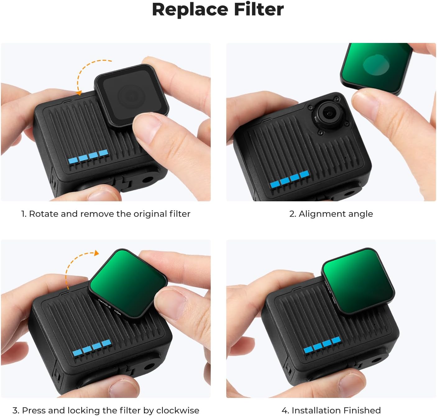 K&F CONCEPT Polarizer PL Filter Compatible with GoPro Hero 4K Camera, Multi-Coated HD Glass Optical Glass, Aluminum Alloy Frame, Action Camera Polarizing Reduce Glare Filter