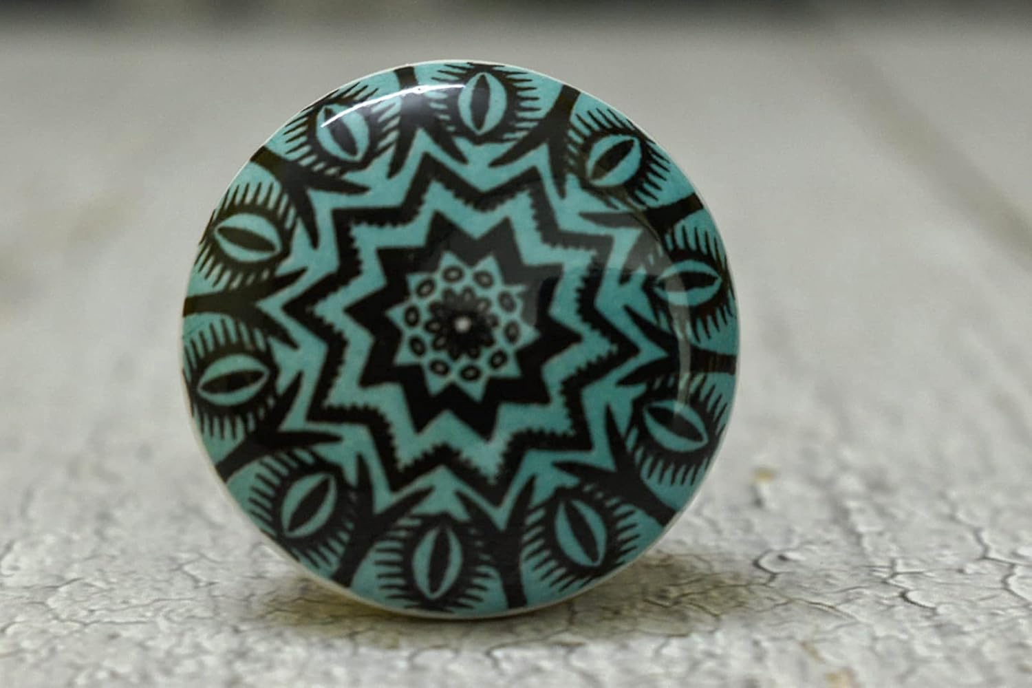 Ceramic Knobs: Cabinet & Furniture Knobs, Set of 10, 6 x 3.8 cm, Green, Handmade, Glossy Finish