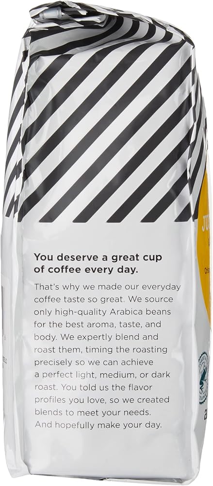 Amazon Fresh Just Bright Whole Bean Coffee, Light Roast, 12 Ounce (Pack of 3)