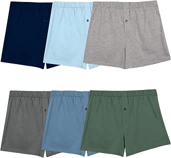 Fruit of the Loom Men's Tag-Free Knit Boxer Shorts, Relaxed Fit, Moisture Wicking, Assorted Color Multipacks
