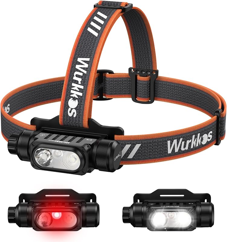Wurkkos HD16 2500 Lumen USB-C Fejlámpa Piros Fénnyel, Vízálló Futó és Kempingezéshez