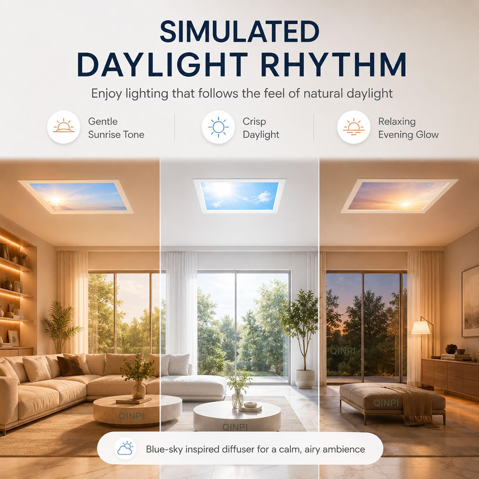 72w Led Einbau-kunstoberlicht, Smarte Blauhimmel-deckenleuchte, Tuya-kompatibel, Helligkeit Und Farbtemperatur Einstellbar, Für Zuhause Und Gewerbliche Räume