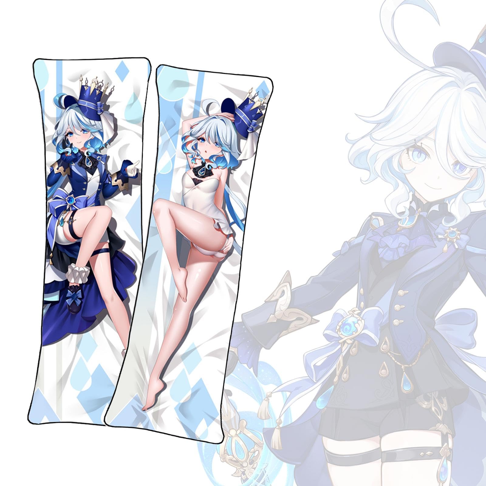 Anime Körperkissen Furina de Fontaine dakimakura Körperkissen Anime beidseitig Bedruckt Kissenbezug Langer Kissenbezug-Furina De Fontaine,50x150cm-2WT
