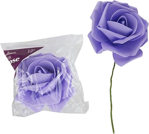 Miniatura 10 de Rosa de espuma artificial EVA de 12 pulgadas de tacto suave al tacto con tallo, simulación de color sólido, manualidades, boda, fondo de pared,
