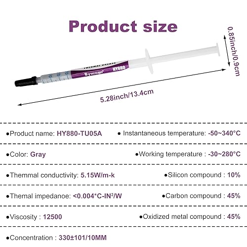 Miniatura 2 de HY880 - Kit de pasta térmica de 5.15 WMK 0.04 ozpieza, disipador térmico de alto rendimiento para CPU, procesador, todo el enfriador Master,
