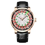 1.8 Inches Roulette Wheel Automatic Watches for Men, NH35A Movement Design Shake and Rotate Automatically 50M Waterproof Mens Unique American Style Roulette, Mechanical Watch for Game Night (6616-Diamond)