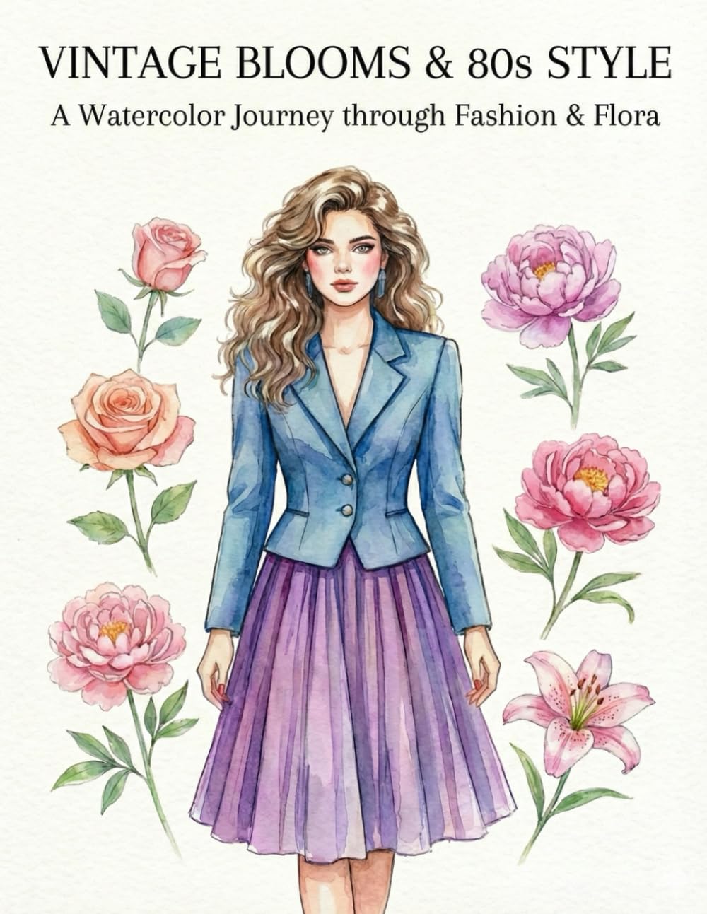 VINTAGE BLOOMS & 80s STYLE: A Watercolor Journey through Fashion & Flora
