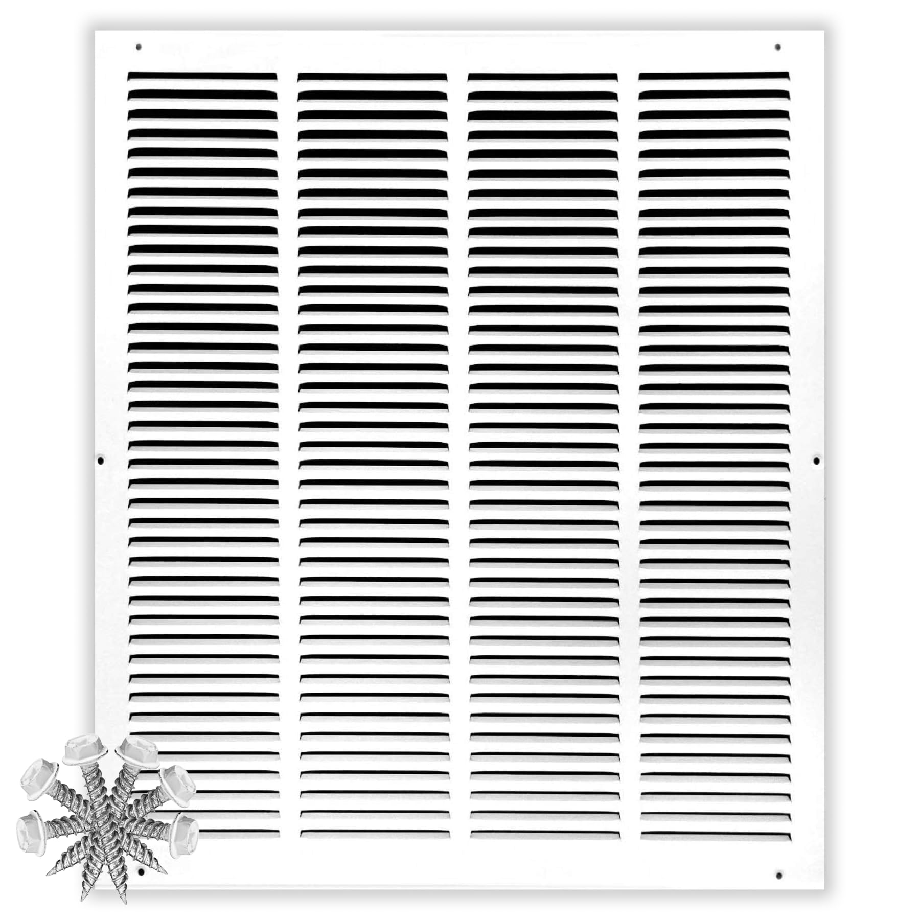 14'' x 8'' [Duct Opening] Flat Stamped Steel Return Air Grille by - Sidewall and Ceiling - HVAC Premium Vent Duct Cover - White [Overall Dimensions: 15.75''w X 9.75''h] — view 9