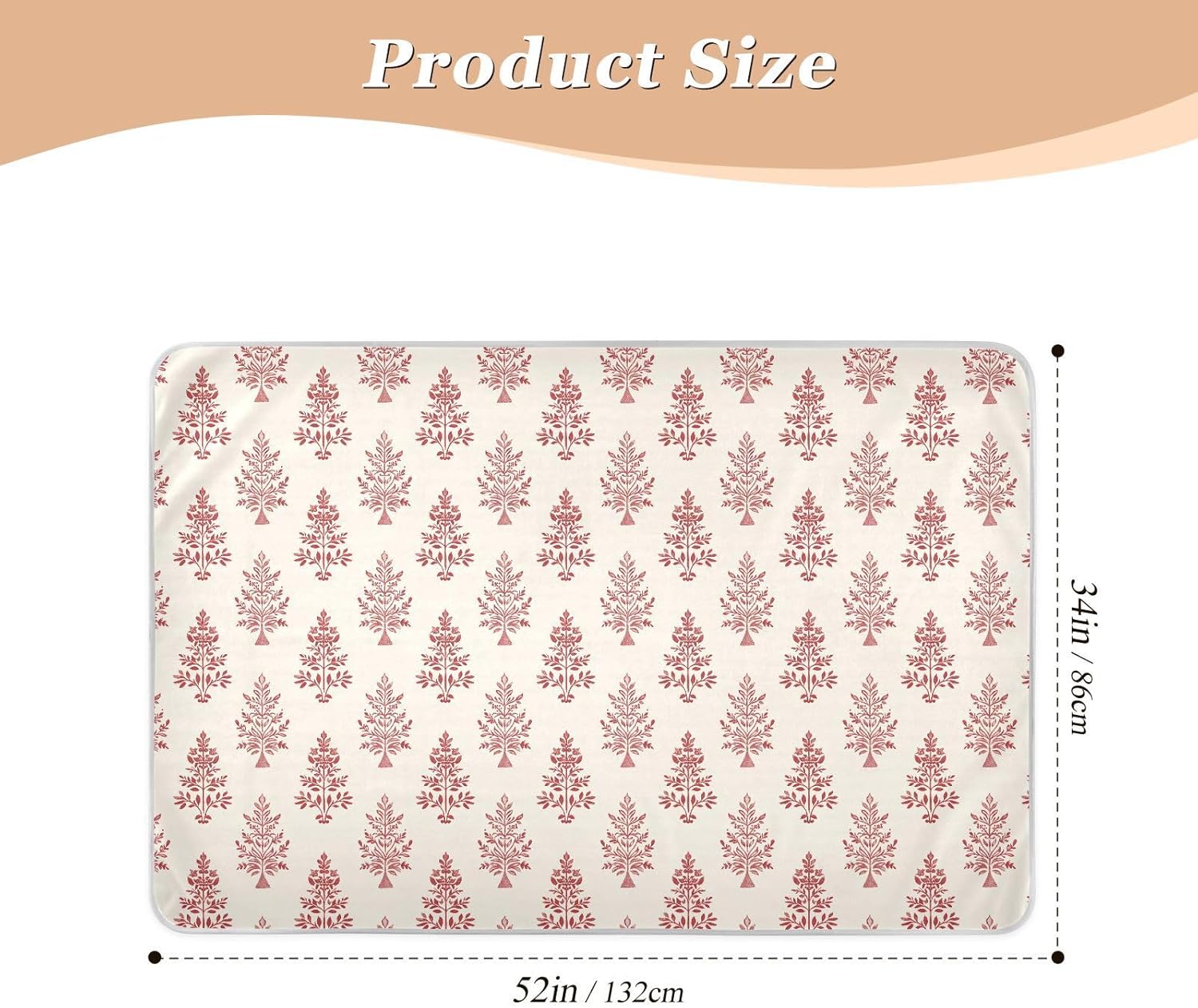 Red Christmas Tree Boho Extra Large Resuable Bed Underpads Highly Absorbent Bed Wetting Sheet Machine Washable Pee Mats for Infant Baby , 52" L x 34" W