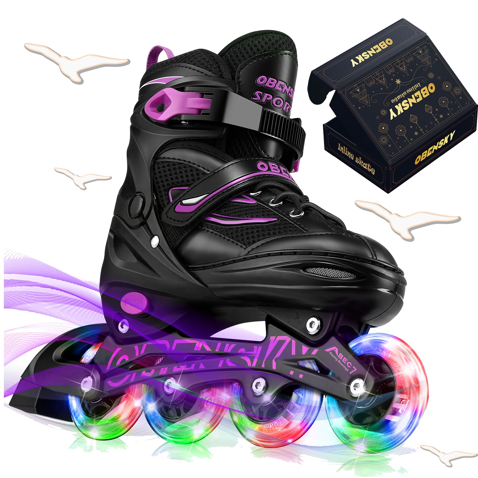 Adjustable Inline Skates for Boys and Girls Ages 4-12, Roller Skates Blades for Kids with Full Light Up Wheels, Fun Illuminating Roller Skates for Beginner Youth and Toddlers