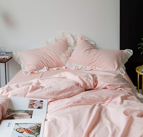 Miniatura 3 de SUSYBAO - Juego de funda de edredón de y 2 fundas de almohada, diseño de princesas rurales, color blanco, 3 unidades, Algodón, Rosa 1, King