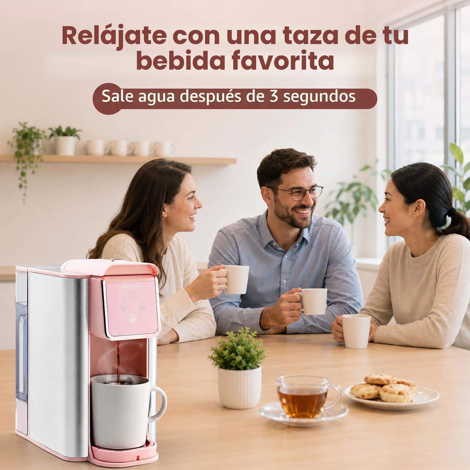Mecity Cafetera rosa 3 en 1 de una sola porción, para cápsulas de café de fondo plano, café molido, taza de 6 a 10 onzas, depósito de agua extraíble de 50 onzas, 120 V y 1150 W