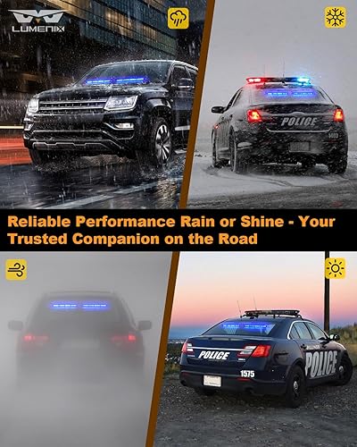 Miniatura 7 de LUMENIX Barra de luz LED estroboscópica de asesor de tráfico con controlador de 2 x 19 pulgadas para parabrisas de ventana trasera de emergencia,