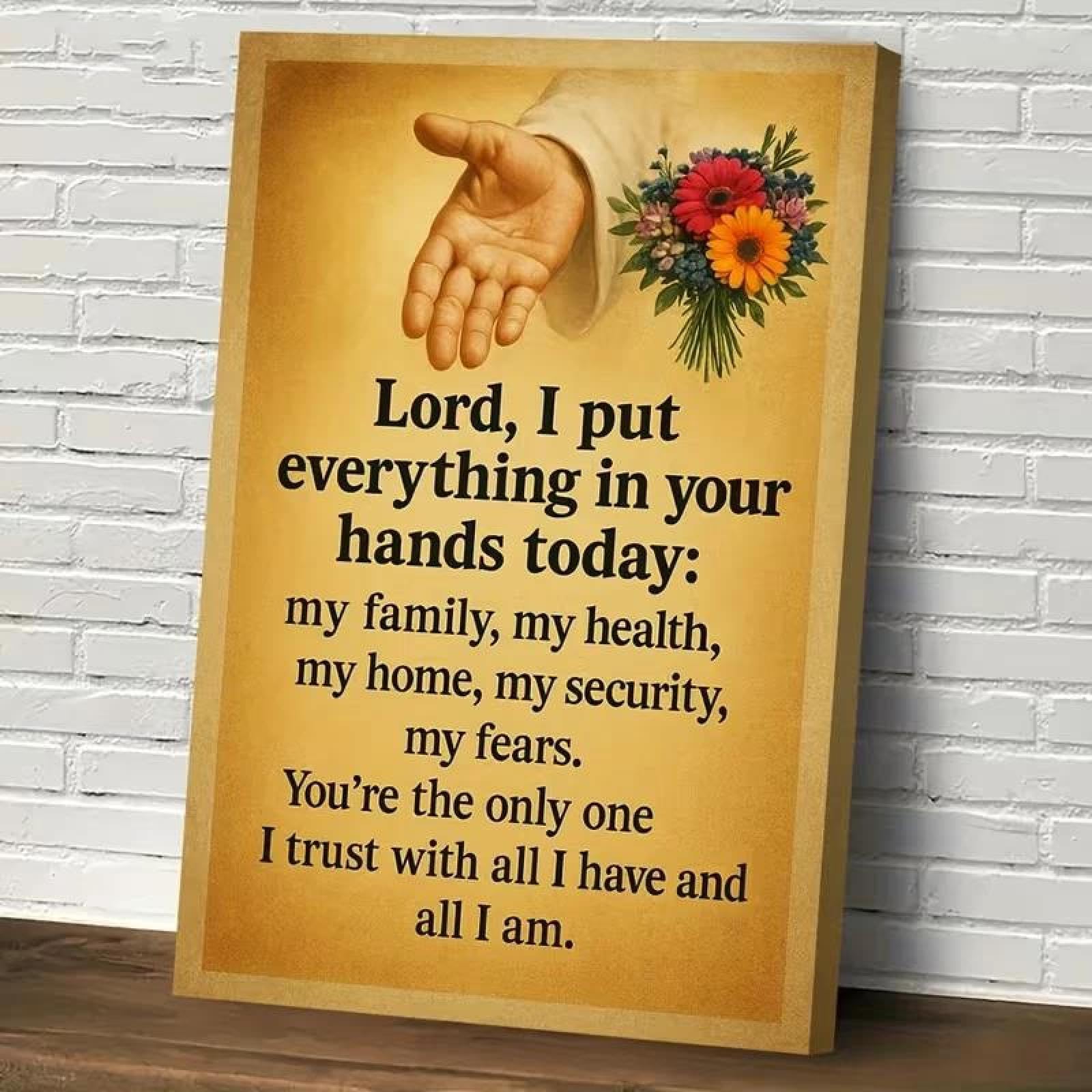 Baibexing Christianity Praying Hands & Flower Bouquet Wall Art Print Canvas Painting Poster Picture For Living Room,Bedroom Home Decor 21X30Cm Unframed