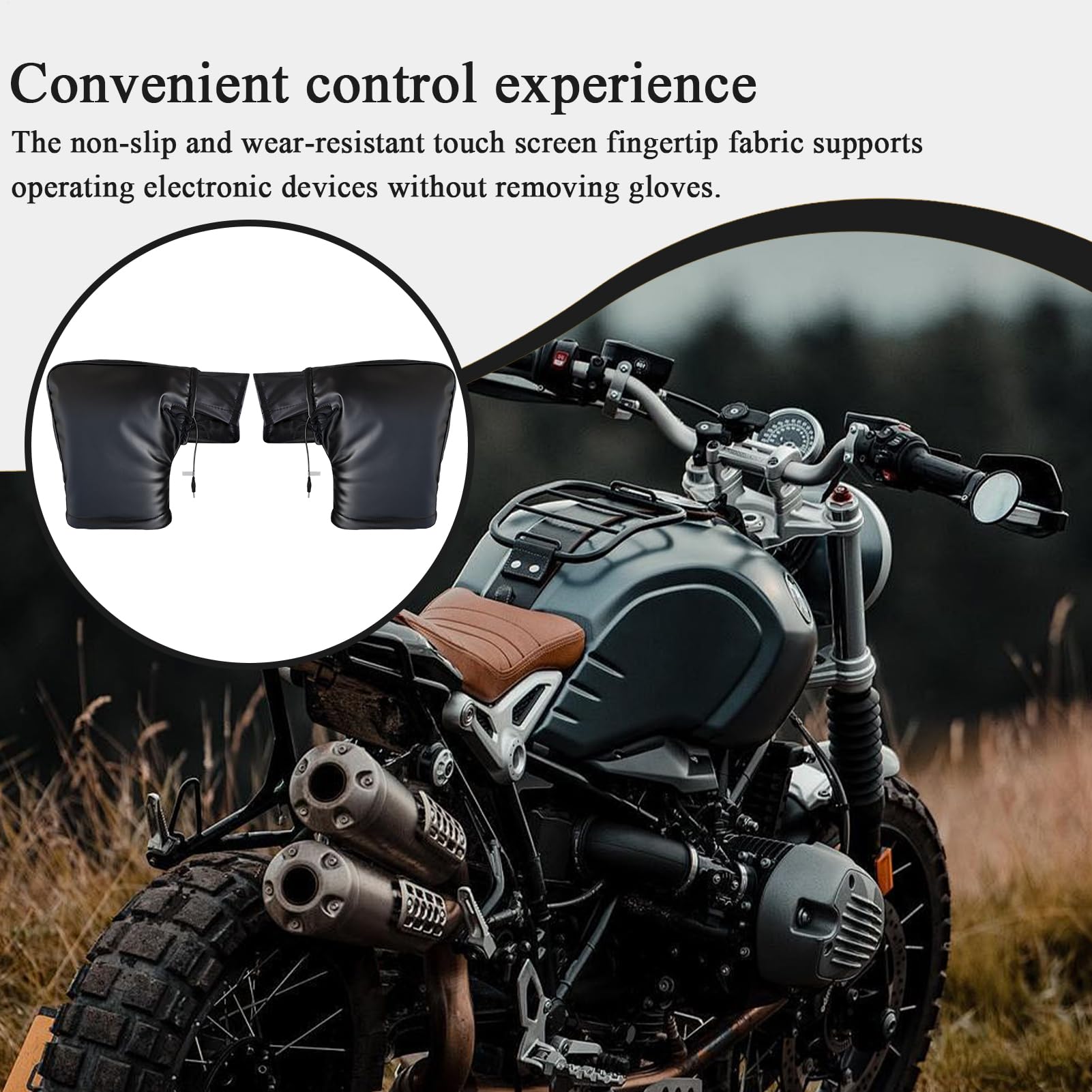 Ogrzewane rękawice - pokrowce na kierownicę motocykla, rękawice motocyklowe, wiatrówka wewnętrzna z polarem termicznym, łatwe w użyciu, narzędzie zabezpieczające do jazdy konnej, ocieplacz do skuterów