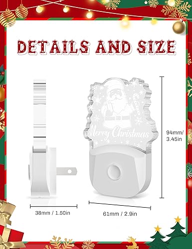 Miniatura 8 de Luz nocturna de Papá Noel 2 unidades con sensor de luz del atardecer al amanecer, ideal para Feliz Navidad, decoración navideña y decoración del